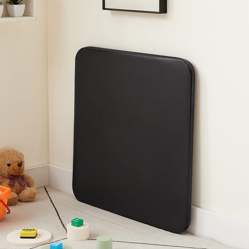 VECELO 24'' Kids Folding Card Table, Portable, with Ultra Soft PU Padded Cushion, 1 Piece, Jet Black
