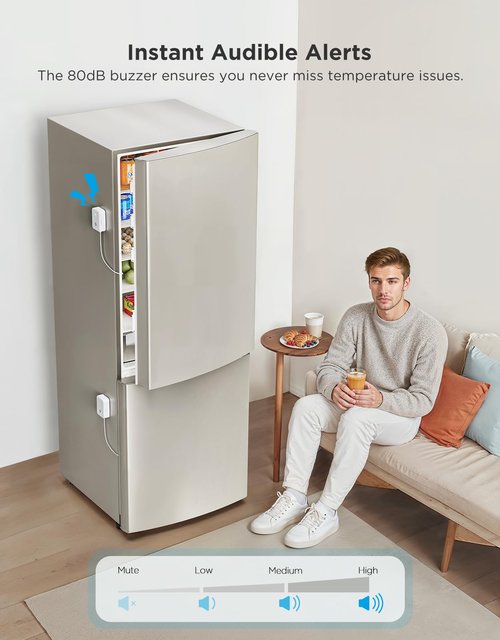 GoveeLife WiFi Refrigerator Thermometer with Alarm, Wireless Digital Freezer Temperature Gauge with App Control, 2 Years Free Data Export, for Home Kitchen Fridge Hot Tub(Only Support 2.4G Wi-Fi)