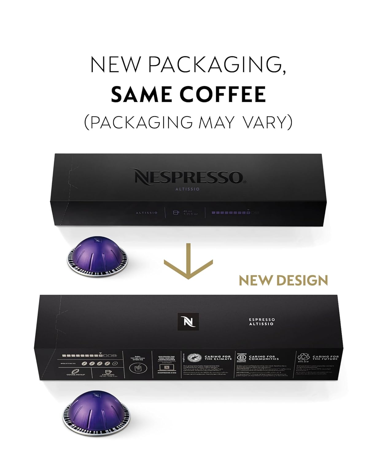 Nespresso Vertuo Capsules - Altissio Medium Roast Espresso Coffee Pods | 50 Count, 1.35oz Brew