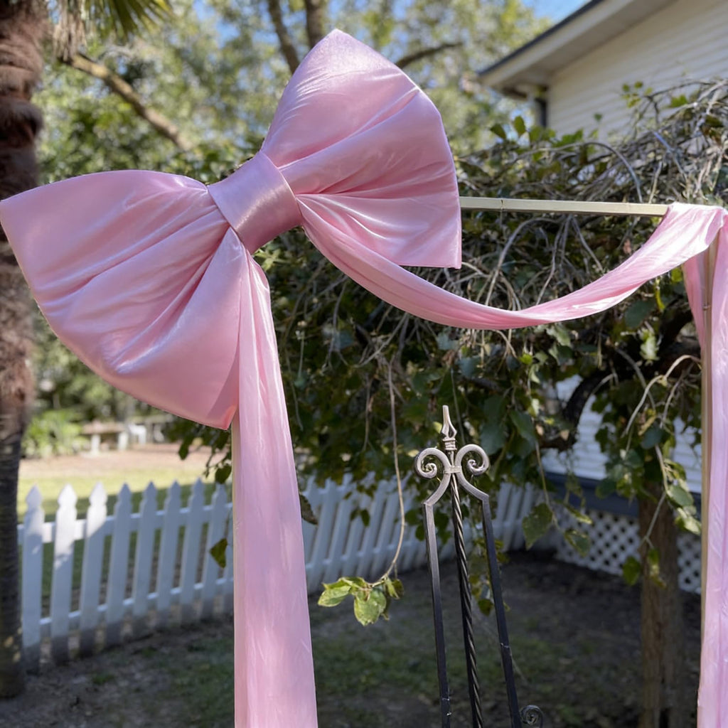 Skiennix Large Pink Bow Backdrop - 31'' x 60'' Birthday & Wedding Decorations | Perfect for Baby Showers & Events