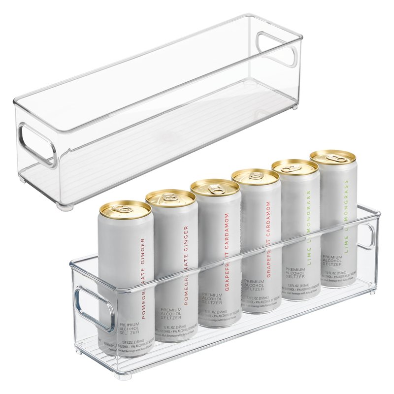 iDesign Stackable Fridge Bin with Handles - Ideal for Freezer or Pantry, Set of 2, Clear, Made in USA