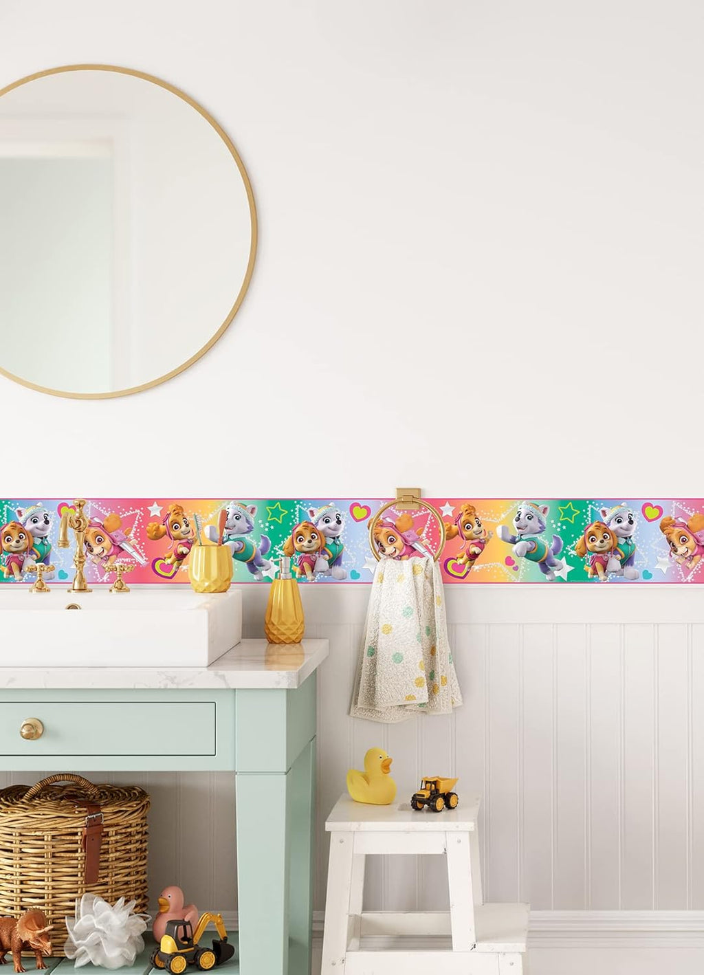 RoomMates Paw Patrol Skye & Everest Wallpaper Border - Easy Peel & Stick Design for Kids' Rooms