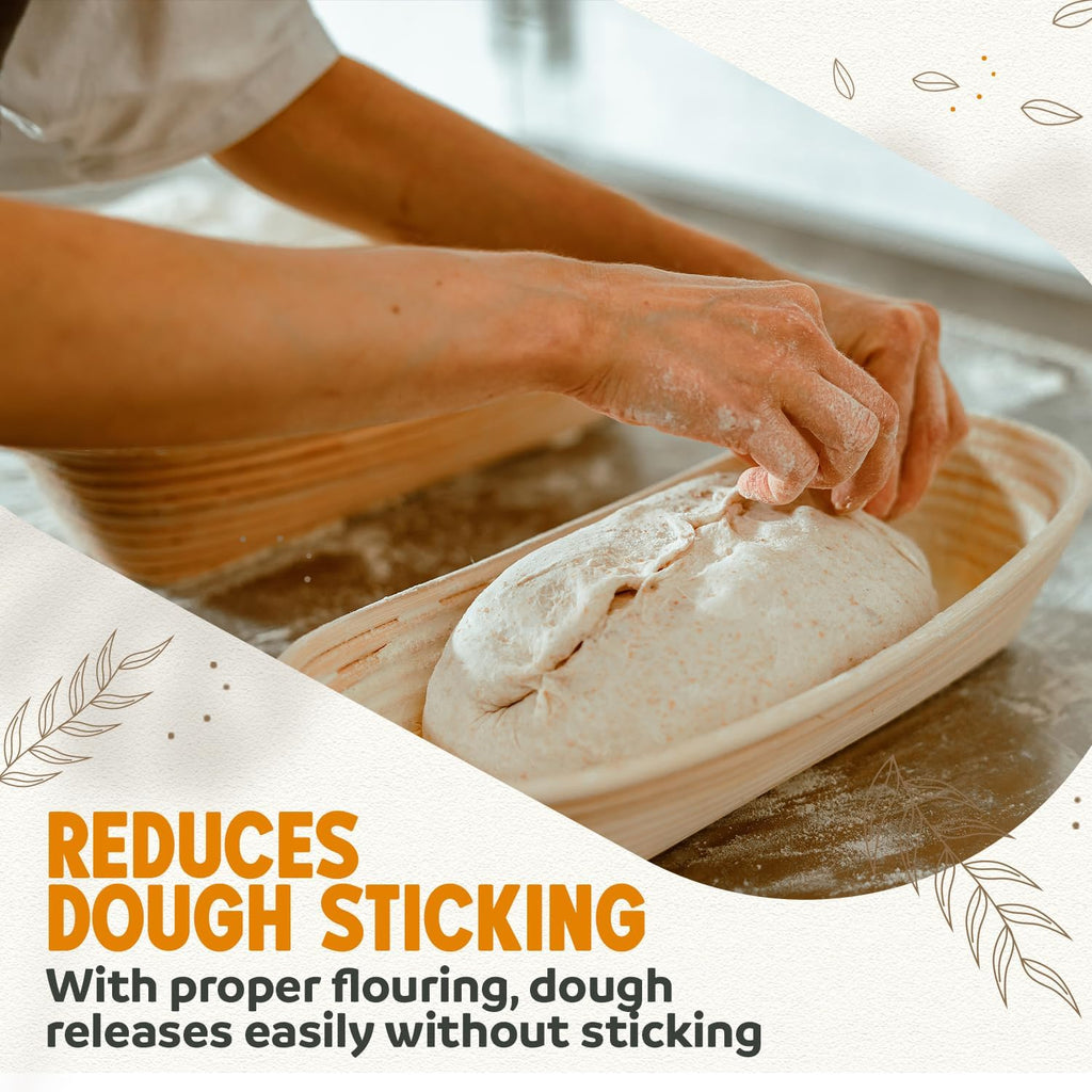 Vollum Banneton Sourdough Proofing Basket - Handwoven Rattan Cane for Artisan Breads | 8.5 x 3 In, 1-Pound Round