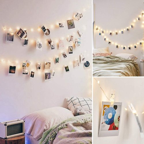 JMTGNSEP 50 LED Fairy Lights - Battery-Powered Photo Clip String Lights | 16ft Warm White for Indoor Decor