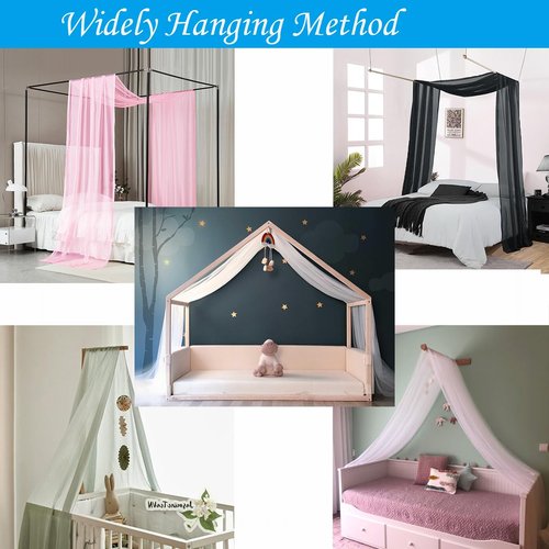 Akiky Canopy Bed Curtains White Bed Canopy Drapes Sheer Curtain Bed Scarf 1 Curtains Panel for Full Queen Size Bed décor