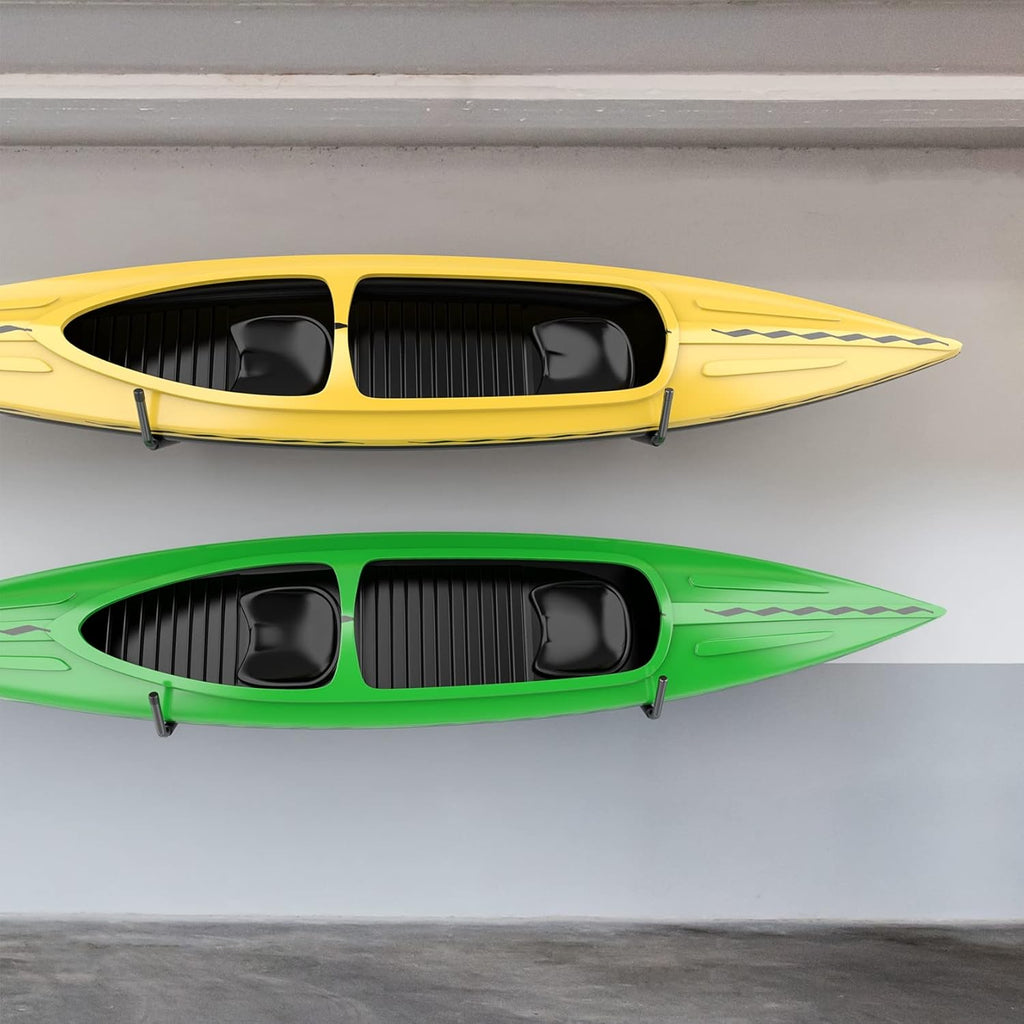 WALMANN Kayak Storage Rack - Wall Mount Hooks for Canoe, Surfboard, Ski, Snowboard & Paddle Board | Garage Utility Solution