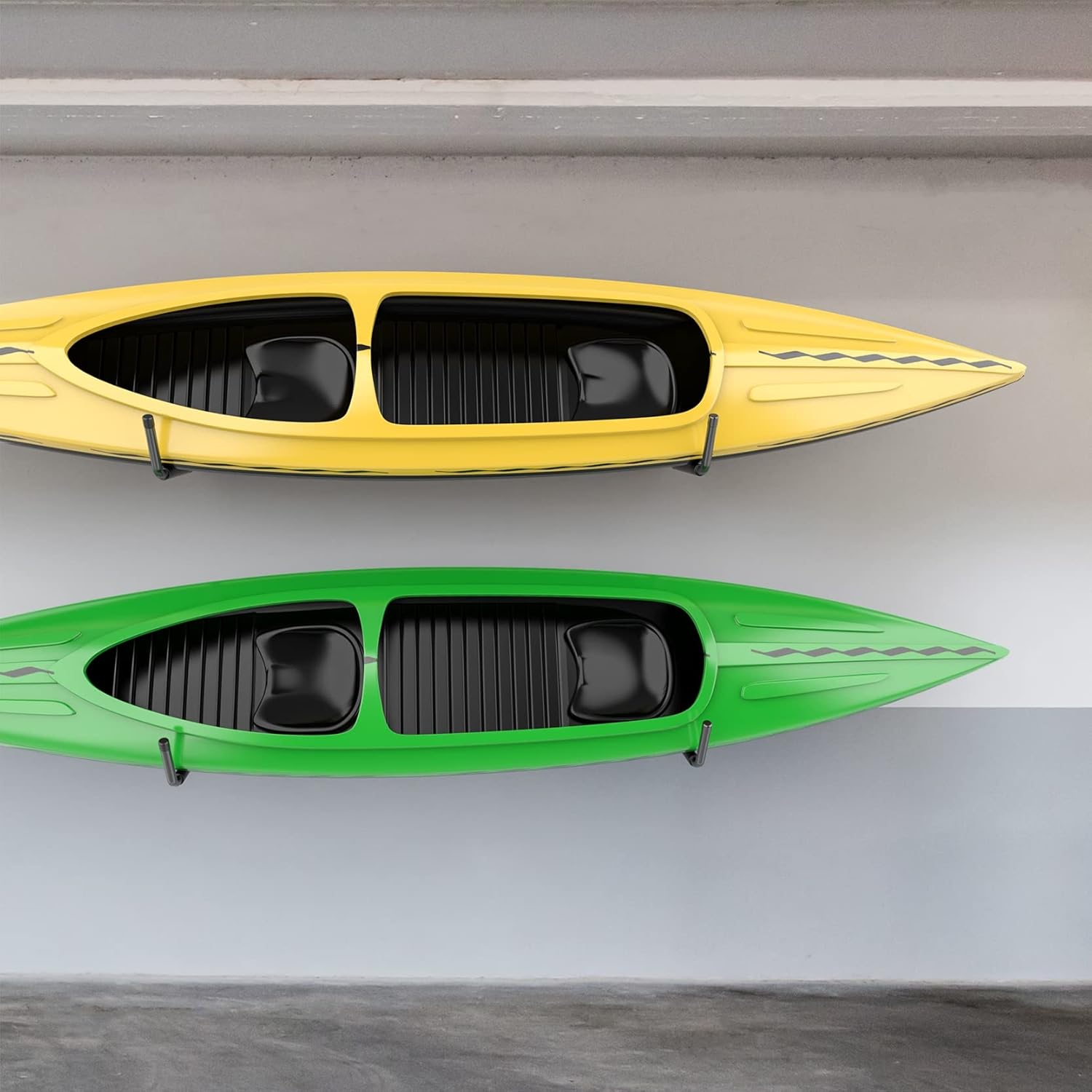 WALMANN Kayak Storage Rack - Wall Mount Hooks for Canoe, Surfboard, Ski, Snowboard & Paddle Board | Garage Utility Solution