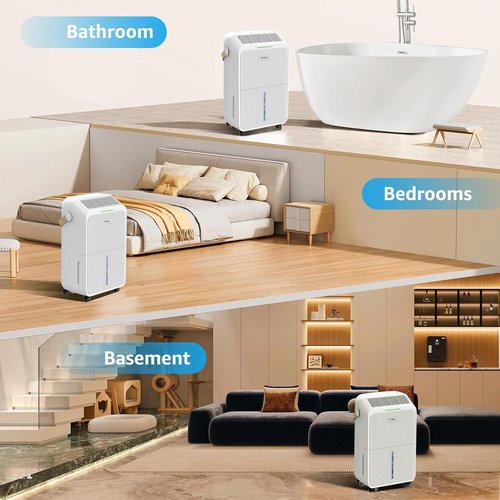 KNKA Dehumidifier - 2500 Sq.Ft Capacity with Drain Hose & Intelligent Humidity Control | 34 Pints, Three Modes