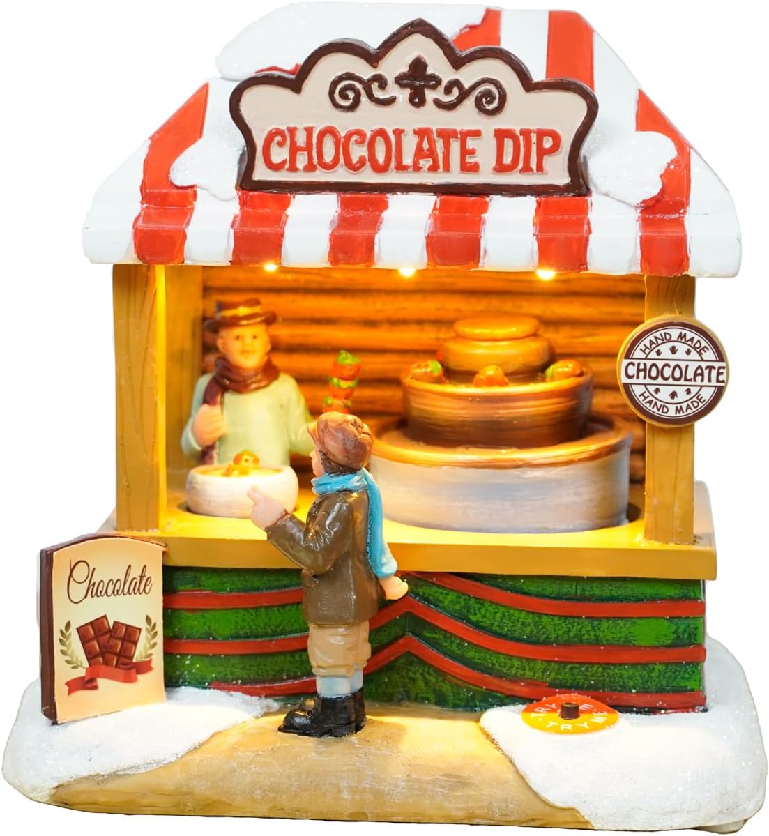 Regine Switzerland Christmas Village House - Chocolate Shop with LED Lights & Moving Table