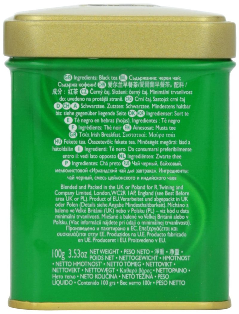 Twinings Irish Breakfast Loose Tea, Pack of 6, 3.53 Ounce Tins, Smooth, Flavourful, Robust Black Tea Leaves, Caffeinated