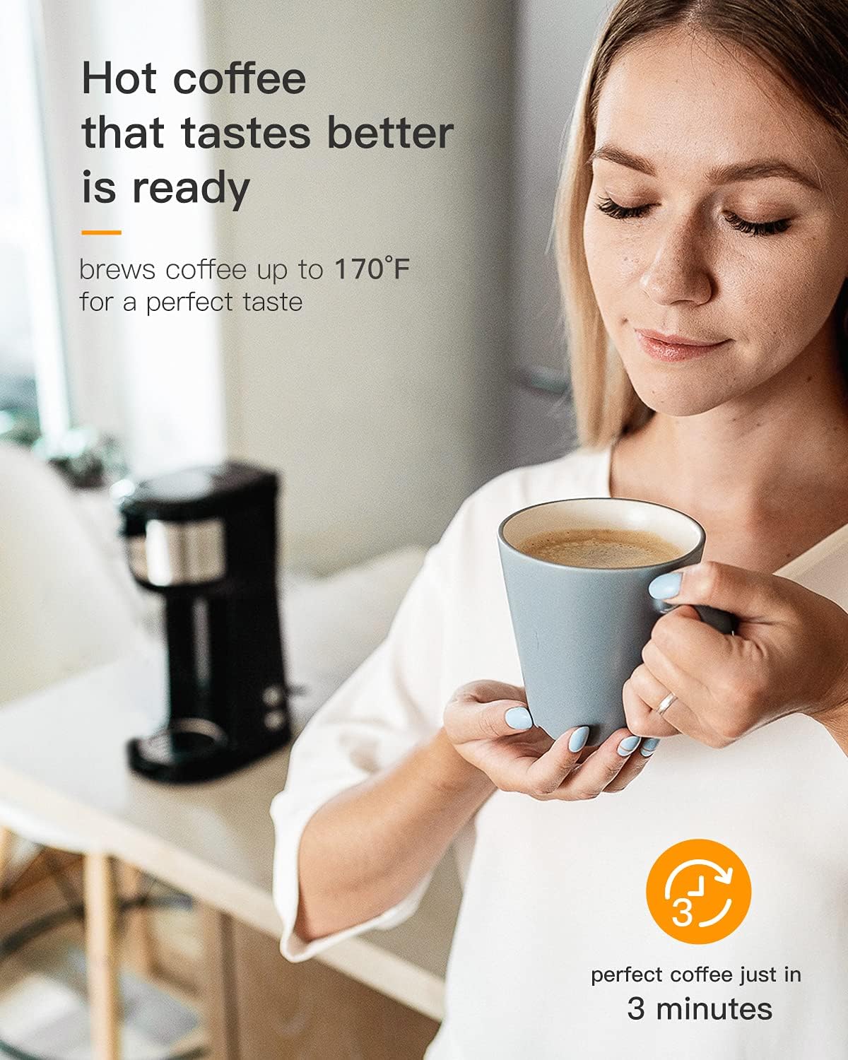 Skiennix Single Serve Coffee Maker - Brew K-Cup Pods & Ground Coffee | Thermal Drip, Self-Cleaning, Brew Strength Control