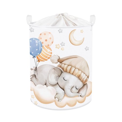 Clastyle Sleeping Animal Baby Laundry Hamper Kid Storage Basket Boys Girls Gift Toy Box Collapsible Clothes Organizer Nursery Bin for Bedroom,Elephant,36 * 45 cm