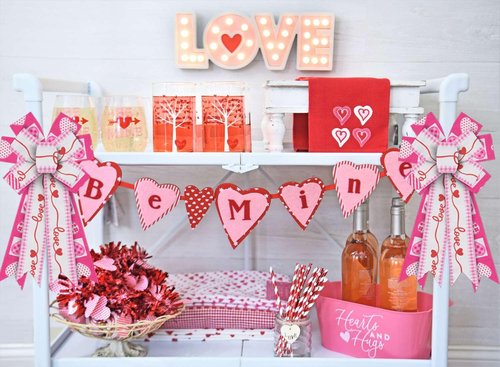 ABTOLS Valentine's Day Bows - Large Pink Heart Wreath Bows for Front Door & Wedding Decor