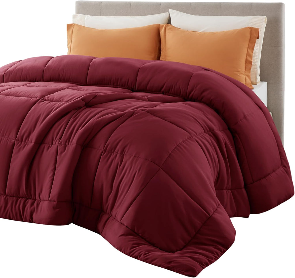 Bedsure Comforter Duvet Insert - All-Season Quilted Full Size Bedding Blanket, GentleSoft Down Alternative, 86 x 82 Inches, Red