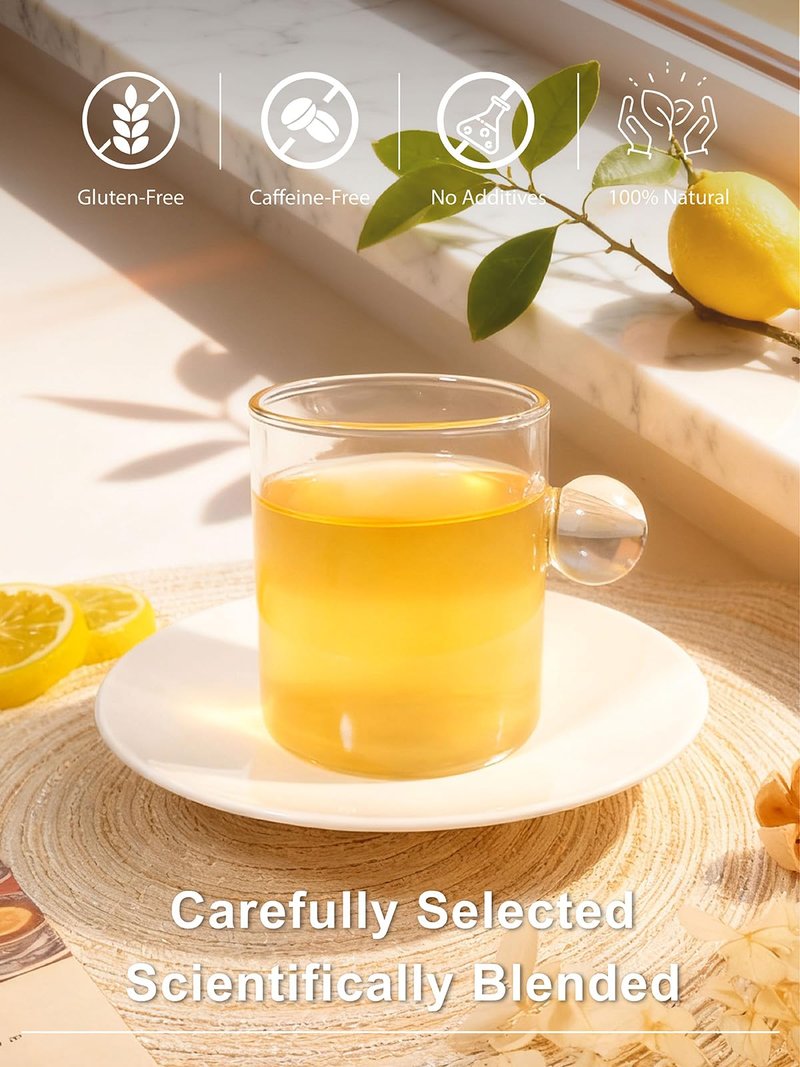 TeeLux Lemon Ginger Herbal Tea, Refreshing Lemon with Spicy Ginger Root & Zesty Lemongrass, Caffeine Free, Soothing & Tangy Flavor, 100 Tea Bags