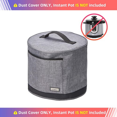 HOMEST Dust Cover with Pockets for Instant Pot 6 Quart, Insulated Pressure Cooker Case with Easy to Clean Lining, Grey