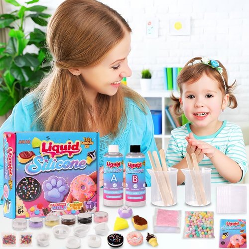 JOICEE DIY Squishy Making Kit - 18oz 1:1 AB Liquid Silicone with 6 Molds | Perfect Birthday & Holiday Gifts