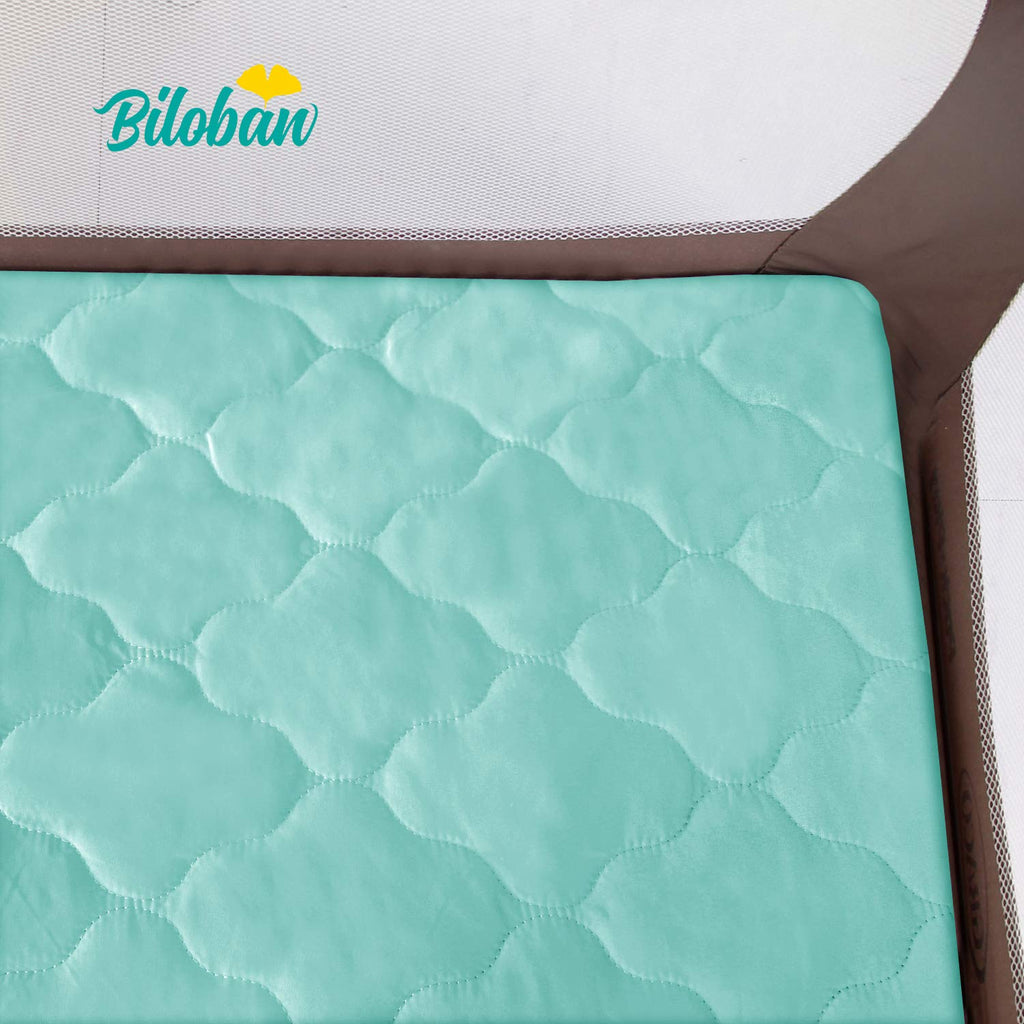 Skiennix Waterproof Playard Sheet - Quilted Protector for Baby Mattresses | 39" x 27" - Aqua