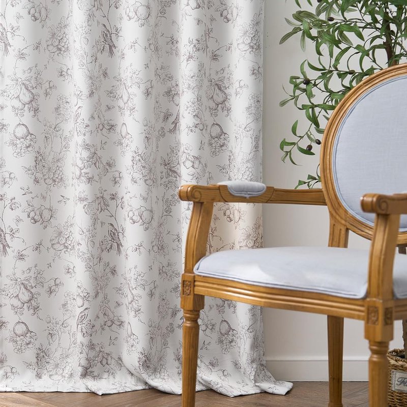 jinchan 95% Blackout Floral Curtains 96 Inches Long, Printed Flower Taupe Blackout Curtain for Bedroom Rod Pocket Back Tab Blackout Curtains Thermal Insulated Window Drapes, 2 Panels Taupe