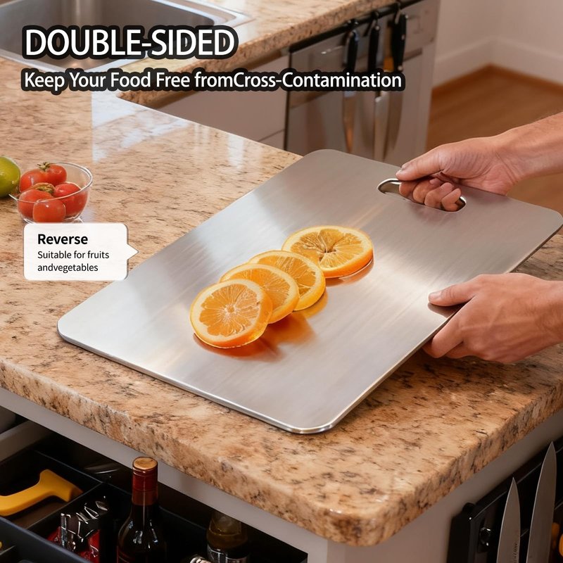 Titanium Cutting Board,100% Pure Titanium Cutting Boards for Kitchen, 2026 New Double Sided Food-Grade Chopping Board for Cutting Meat Vegetable Fruit (14''L x 10''W)