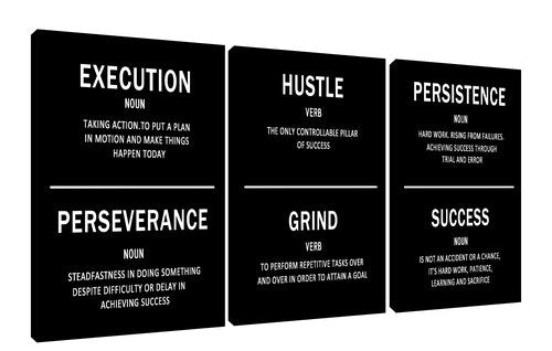 3 Piece Motivational Wall Art Office Decor for Success Positive Inspiring Wall Decor Inspirational Posters Motivational Quotes Picture Framed Entrepreneur Canvas Art for Office Artwork [48''W x 24''H]