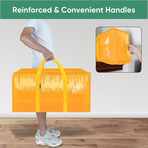BALEINE 6-Pack Heavy-Duty Moving Bags - Oversized Storage Totes with Reinforced Handles (Light Yellow)