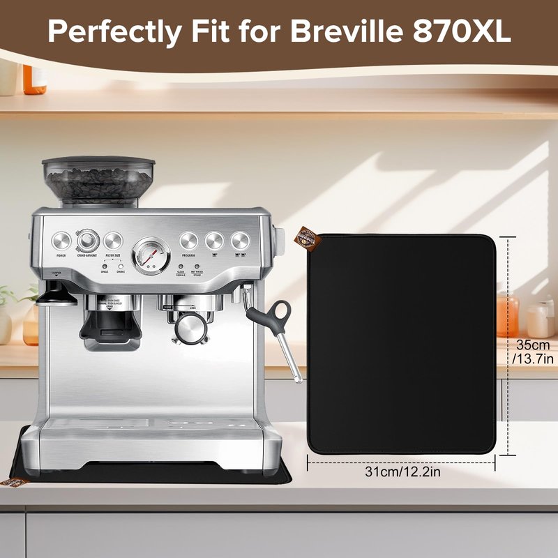 Sliding Mat for Breville Espresso Machine 870XL, Dual-Sided Design, Anti-Slip Glide Mat with Hanging Strap, Easy to Clean, Sturdy Pad for Breville Espresso Machine Accessories, Protects Countertop
