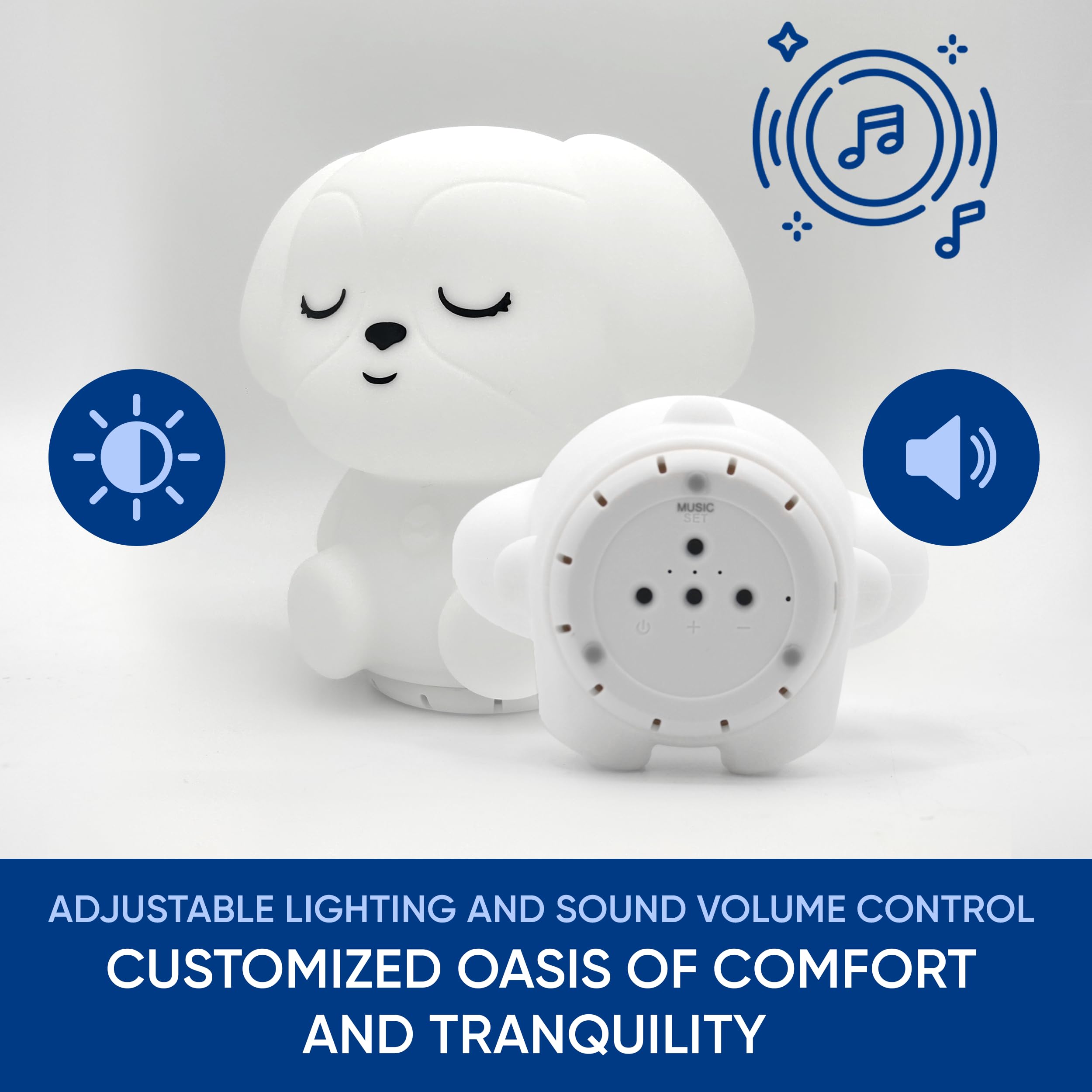 Mindfulness 'Breathing Puppy' | 4-7-8 Guided Visual Meditation Breathing Light | 3 in 1 Device with Night Light & Noise Machine for ADHD Anxiety Stress Relief Sleep - Gift for Kids Adult Women Men