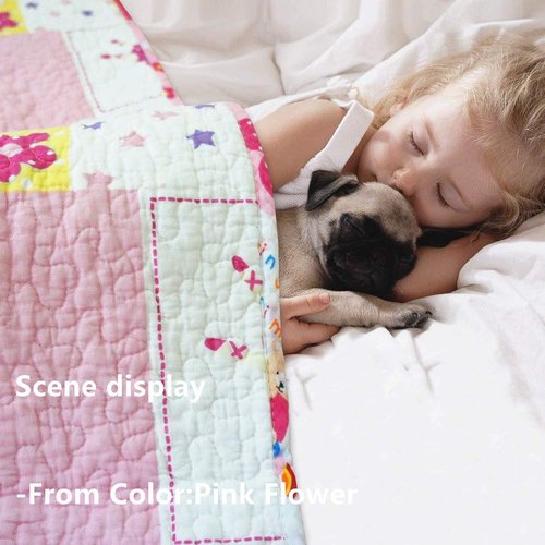 ABREEZE Cotton Quilt Butterfly and Heart Bedspread Toddlers and Baby Quilt Nursery Bed Blankets Throw Blanket for Girl's Bed Choice 43" X 51"