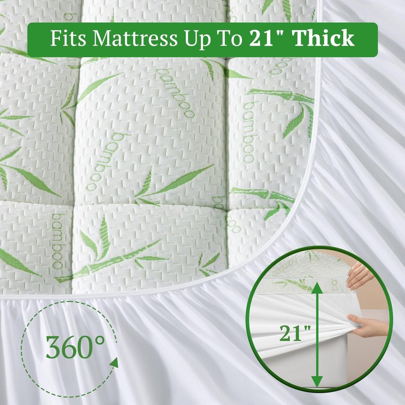LIANLAM Mattress Topper Viscose Made from Bamboo Pillow Top Mattress Topper,1200 GSM Cooling Mattress Pad,2In Extra Thick Pillow Top for Back Pain with 6"-18" Deep Pocket(39"x81")