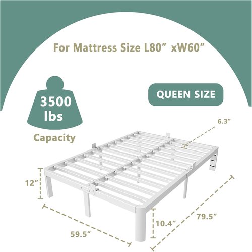 ITIMIDI Queen Bed Frame - 12 Inch Metal Platform Design | Heavy Duty, No Box Spring Needed, Easy Assembly