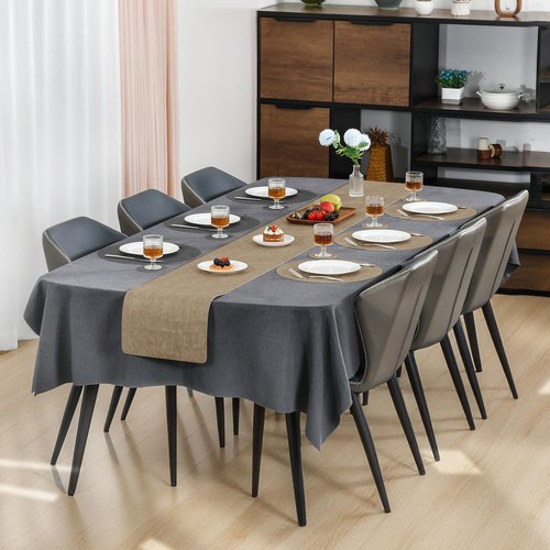 Myir JUN Round Placemats Dual Sided, Faux Leather Place Mats Set of 4 Indoor Placemat for Dining Table Outdoor Place Mat Non-Slip Washable Table Mats (Gray Beige, Set of 4)