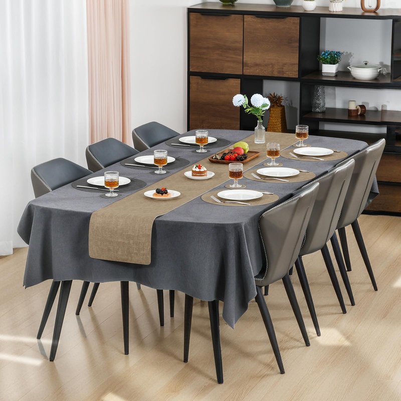 Myir JUN Round Placemats Dual Sided, Faux Leather Place Mats Set of 4 Indoor Placemat for Dining Table Outdoor Place Mat Non-Slip Washable Table Mats (Gray Beige, Set of 4)