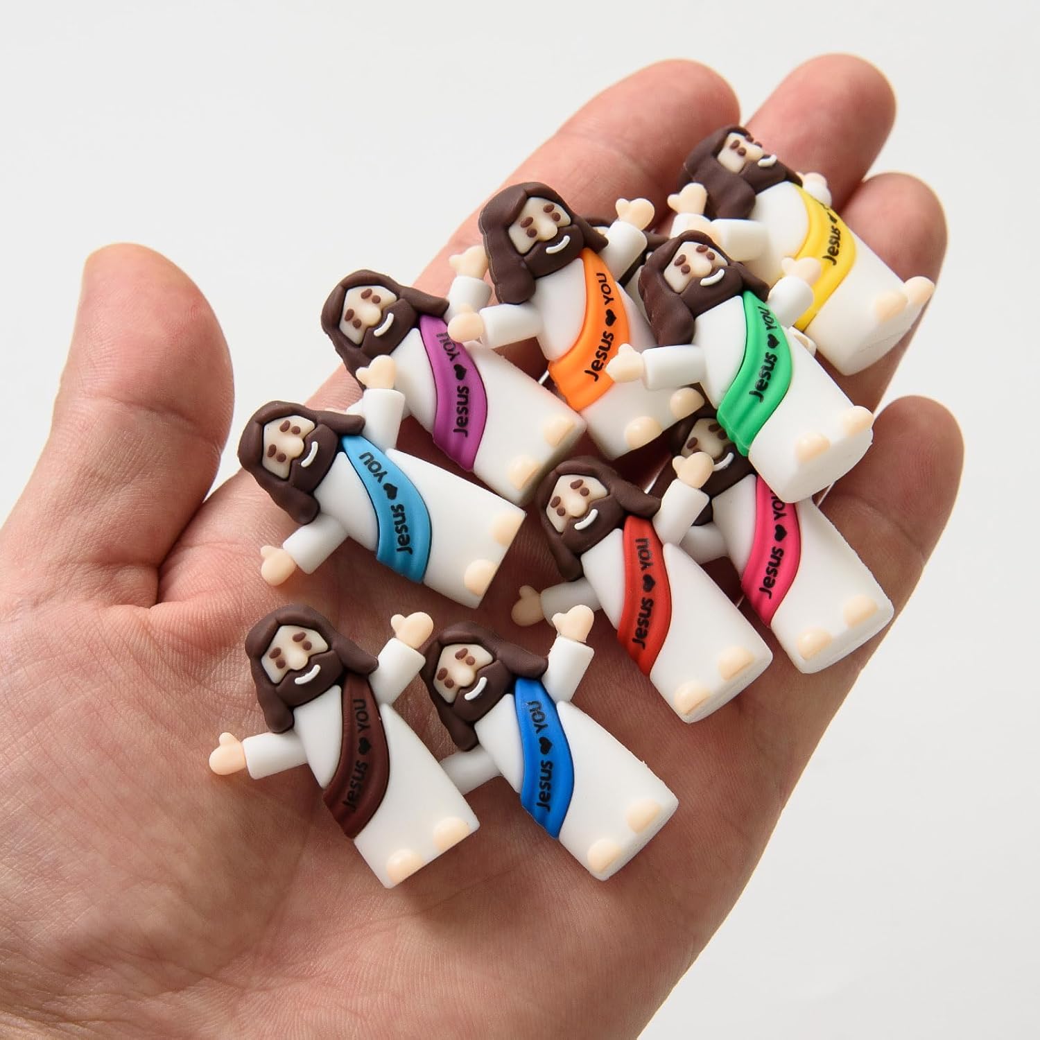 Skiennix Mini Jesus Figures - 50 Pcs Tiny Christ Figurines for Easter Egg Stuffers | Multicolor