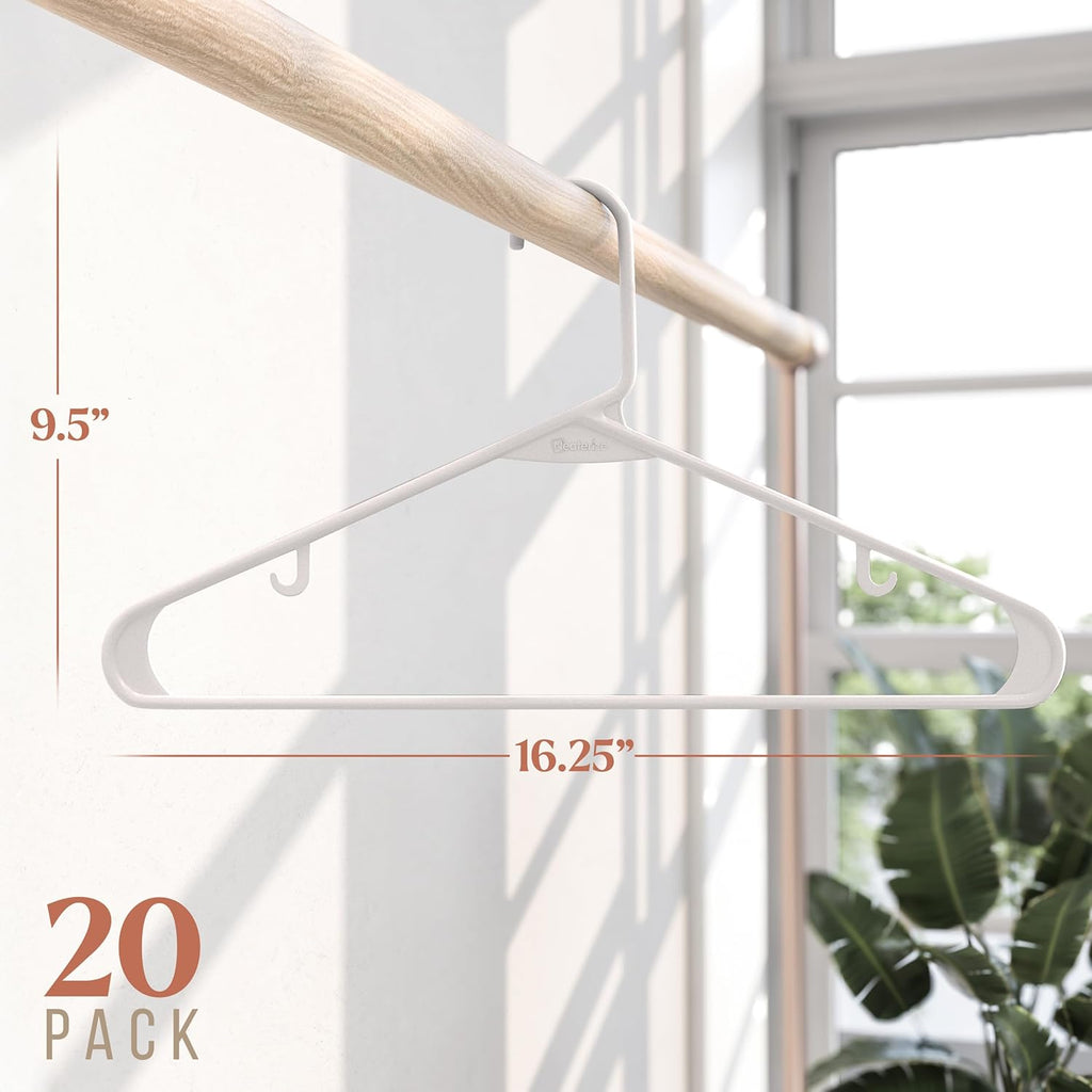 Plastic Hangers 20 Pack - Space-Saving Clothes Hangers for Closet Organization | Ideal for Coats & Apparel