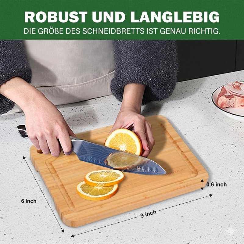 Skovtree Bamboo Cutting Boards, 12"L x 8"W Small Cutting Boards with Juice Groove and Handle, Kitchen Chopping Board for Meat, Vegetables, Fruits