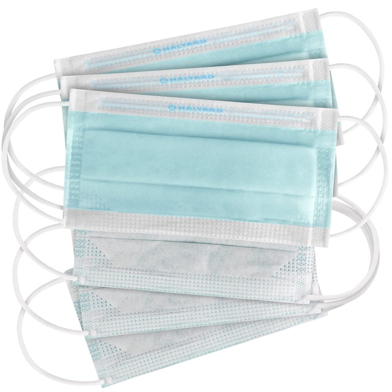 HALYARD FLUIDSHIELD 2 Disposable Procedure Mask with SO SOFT Earloops, Level 2, Blue, 62115 (Box of 50)