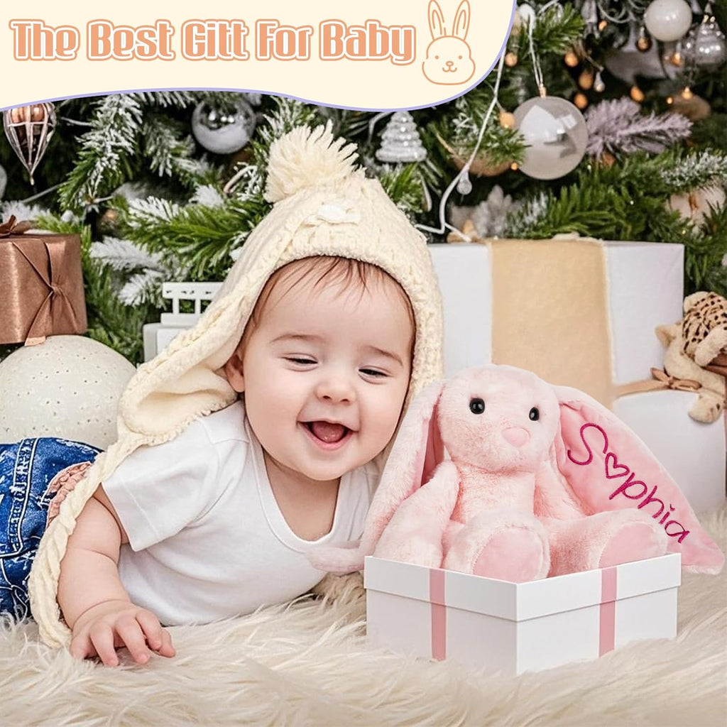 Personalized Bunny Plush - Custom Stuffed Animal with Embroidered Name | Perfect Gift for Babies & Toddlers