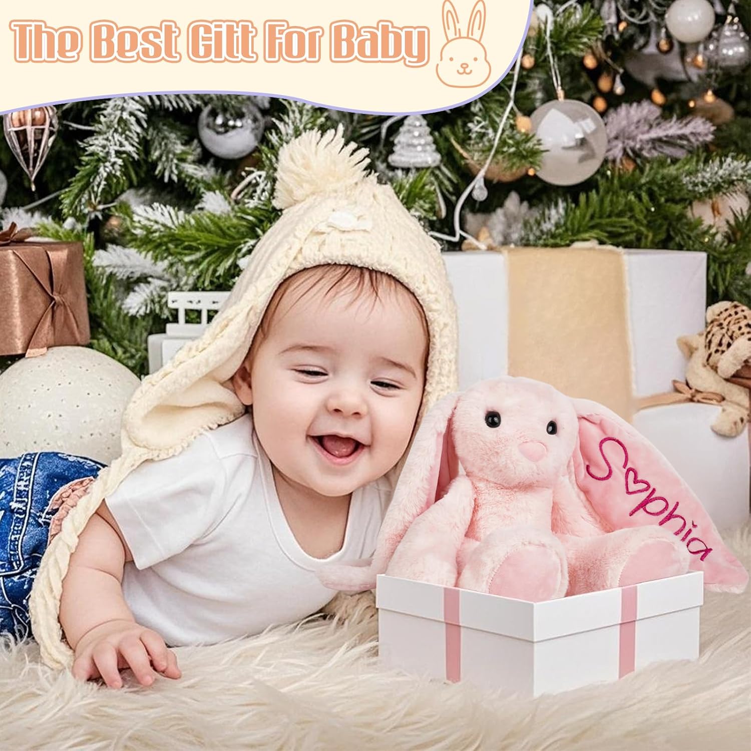 Personalized Bunny Plush - Custom Stuffed Animal with Embroidered Name | Perfect Gift for Babies & Toddlers