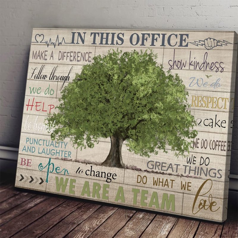 Inspirational Quotes Wall Art Prints Motivational Sayings Wall Decor Rustic Green Tree Picture Posters Framed Canvas Wall Decor for School Office Classroom College Decoration, 20x24 Inch
