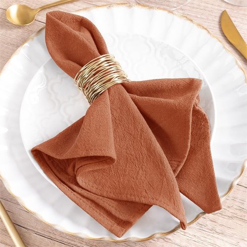 MLMW Terracotta Cloth Napkins Set of 8 Linen Dinner Cotton Spring Napkins Cloth Bulk Washable Napkins16×16" for Thanksgiving Wedding Party Baby Bridal Shower Birthday Table Decor