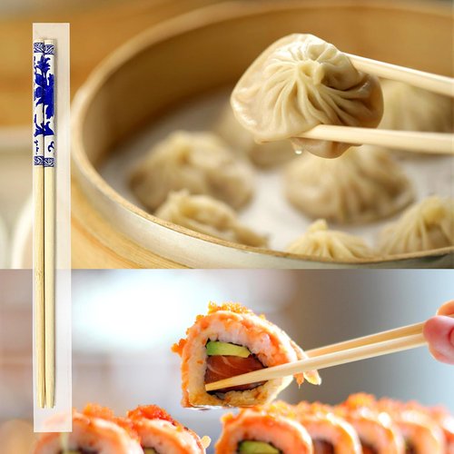 UEJYWUY 200 Pairs 9 Inch Disposable Chopsticks, Separated Sleeved Individually Wrapped Disposable Bamboo Chopsticks, Bamboo Wooden for Noodles, Sushi, Asian Food