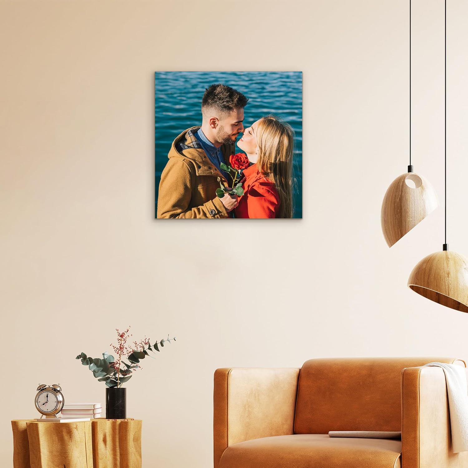 Skiennix Personalized Canvas Wall Art - Custom 12" X 12" Framed Prints for Living Room & Bedroom Decor