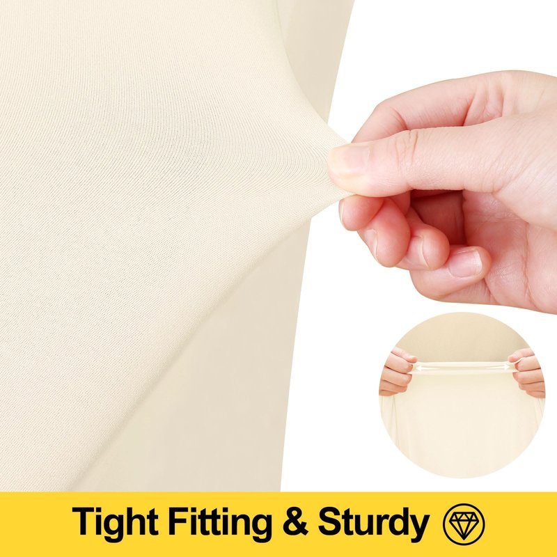 Smiry Spandex Tablecloth 2 Pack, Elastic Fitted Stretch Tablecloth for 6FT Rectangle Tables, Waterproof Washable Table Cover Skirt for Outdoor, Wedding, Banquet & Parties (Beige, 72Lx30Wx30H Inch)