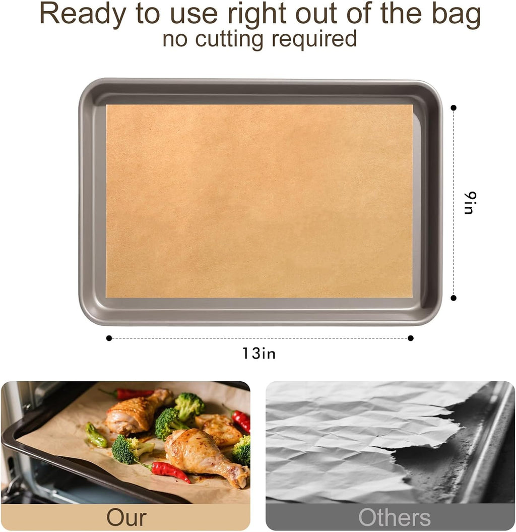 Unbleached Parchment Paper Sheets - 200 Pcs Precut Non-Stick for Baking | 9x13 Inches