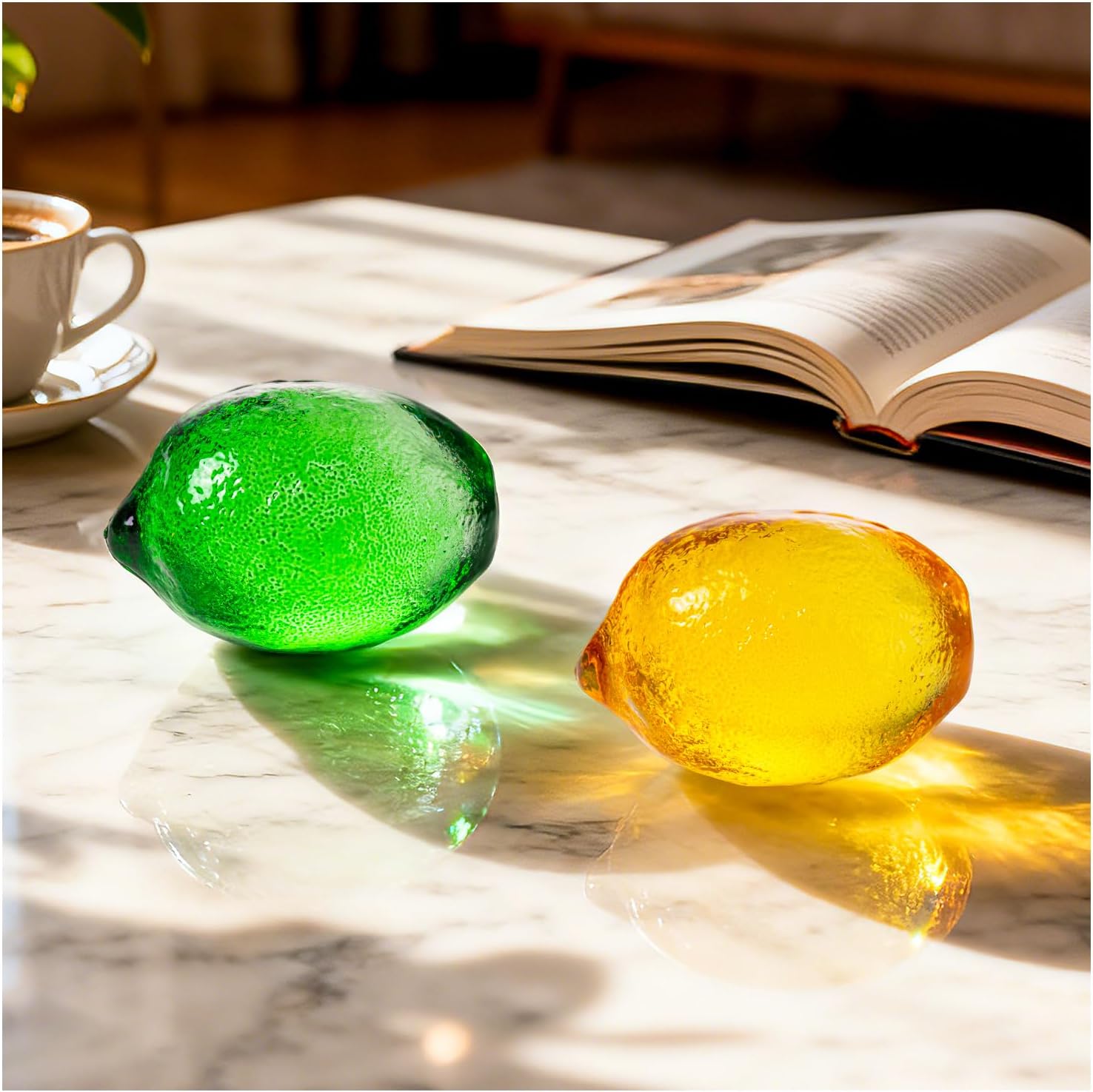 Skiennix Glass Lemon Figurines - Charming 2-Inch Collectibles for Home or Office Decor