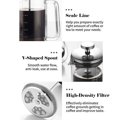 Double Walled French Coffee Maker Heat Resistant Borosilicate Glass Coffee Pot