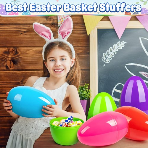 BainGesk Jumbo Easter Eggs - 10" Large Plastic Fillable Surprise Eggs for Kids' Easter Hunt | 8-Pack