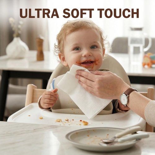 JINVOGREEN 1000 Count White Paper Napkins - Soft & Absorbent 1-Ply Dinner Napkins | 6.5 x 6.5 Folded for Events
