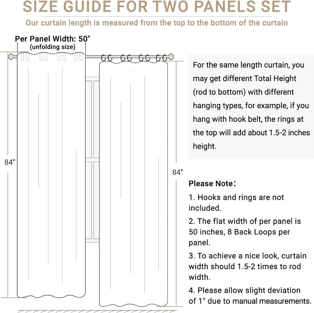 Skiennix 100% Blackout Linen Curtains - Thermal Insulated Drapes for Bedroom | 50" W x 90" L, Oatmeal